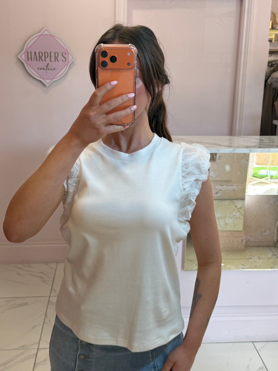 Skye Ruffle Detail Sleeve T-Shirt
