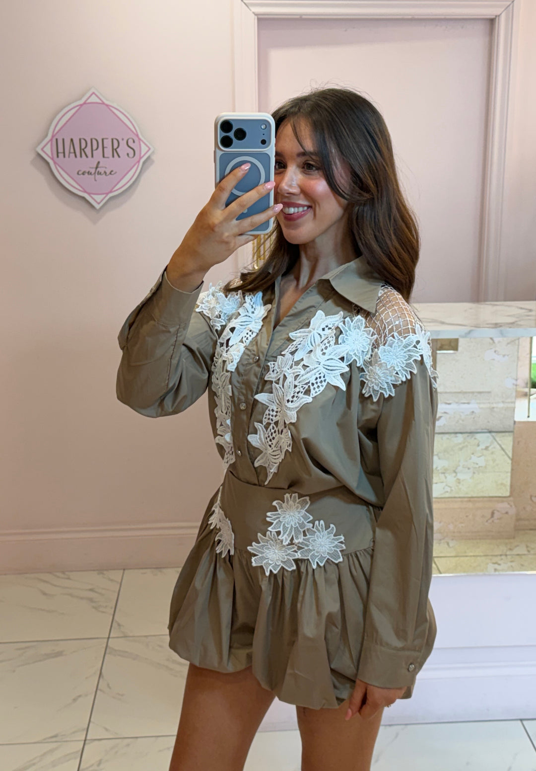Suzy Floral Embroidered Shirt &amp; Puffball Skort Co Ord Set