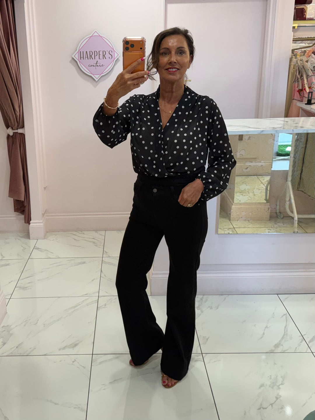 Selena Black Spotty Bodysuit