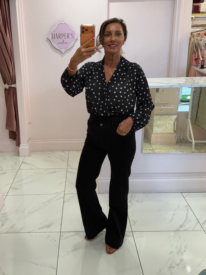 Selena Black Spotty Bodysuit