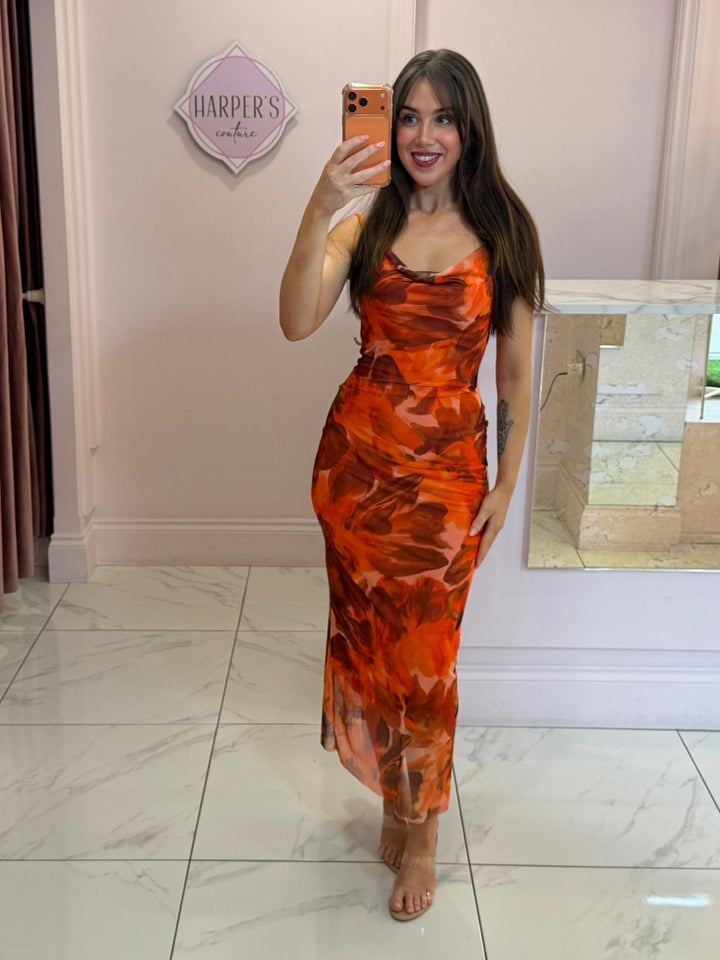 Minnie Mesh Print Cami Midi Dress