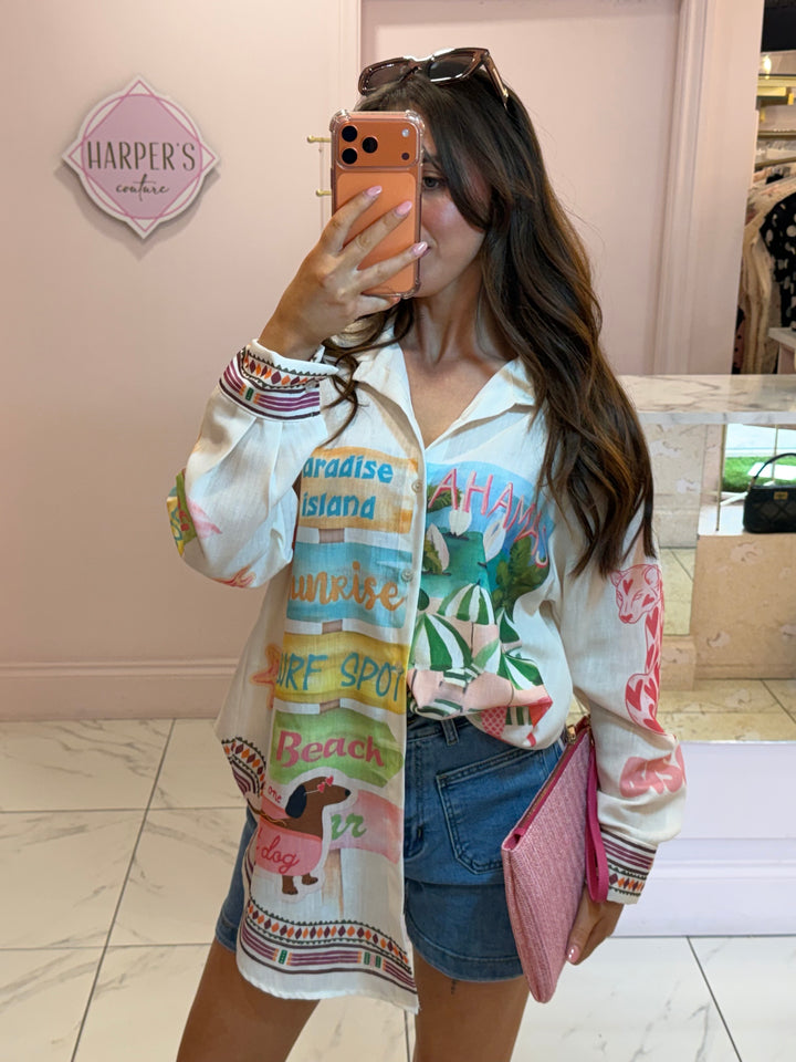 Bisou Print Detail Shirt/Blouse