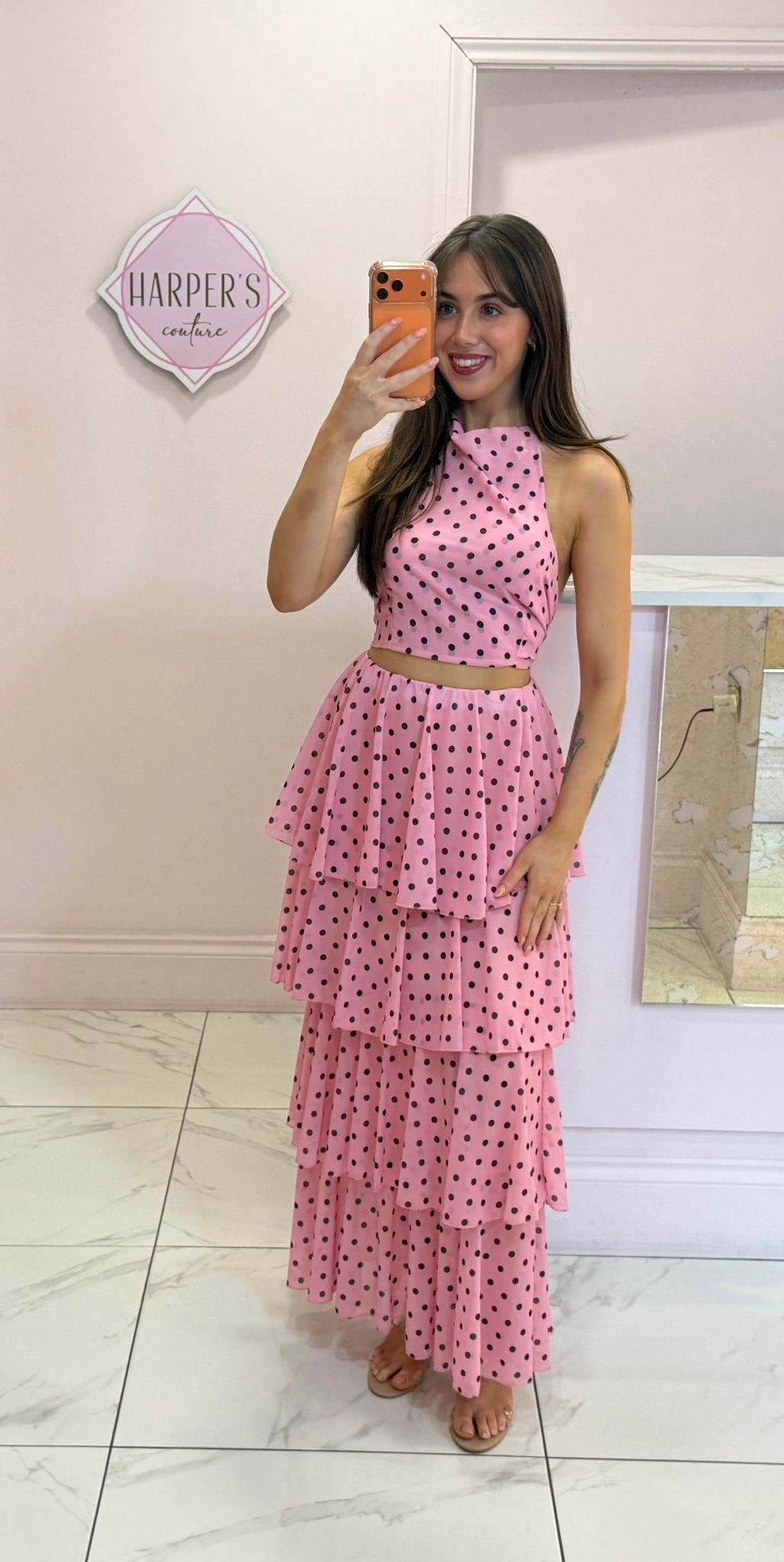 Laura Polka Dot Tiered Skirt &amp; Top CoOrd