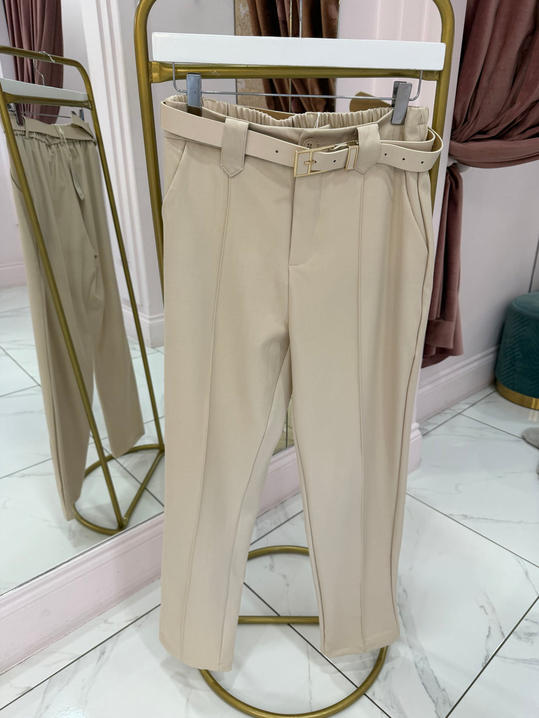 Izzy Tailored Tapered Leg Belted Trousers