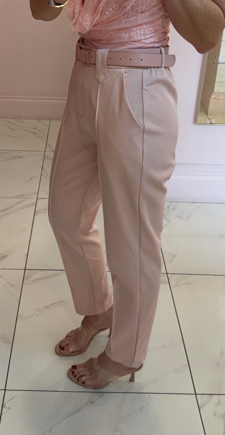 Izzy Tailored Tapered Leg Belted Trousers