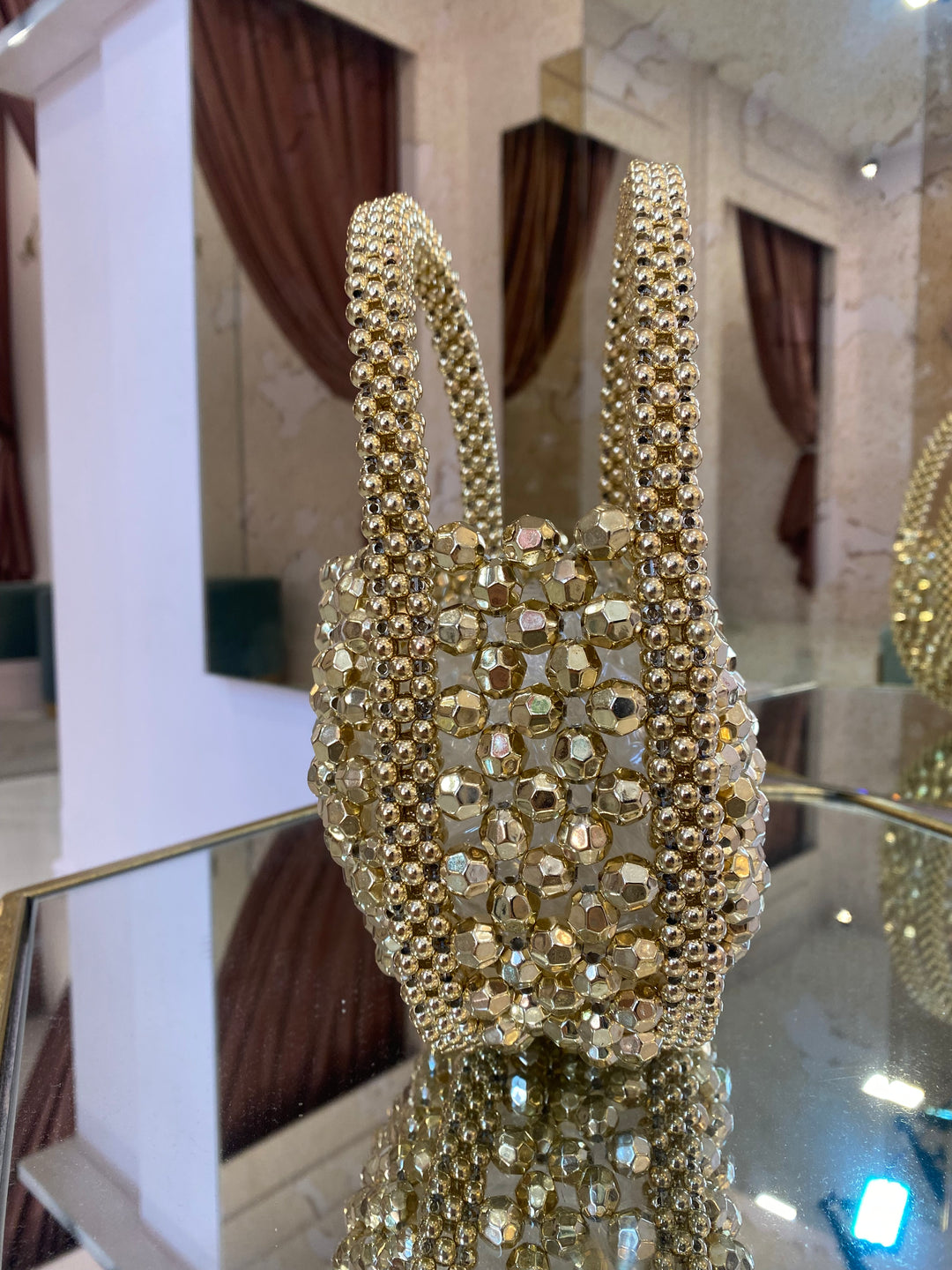 Tarla oval gold beaded bag