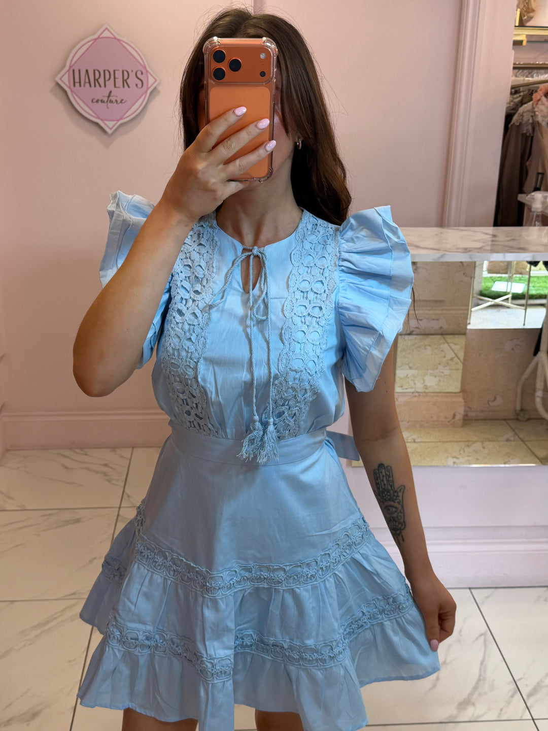 Orla Lace Ruffle Mini Dress