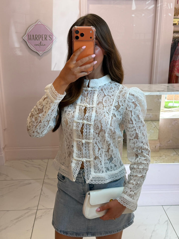 Mai White Lace Detail Blouse