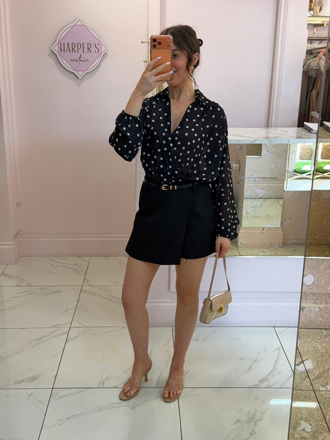 Selena Black Spotty Bodysuit