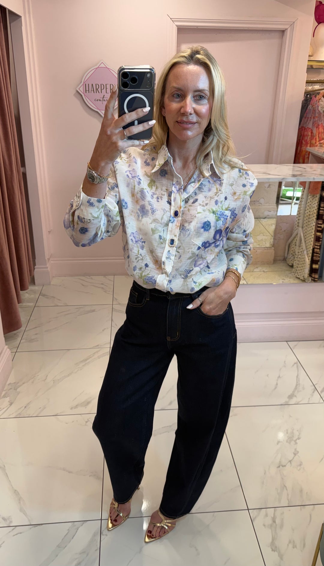 Rose Floral &amp; Button Detail Shirt/Blouse