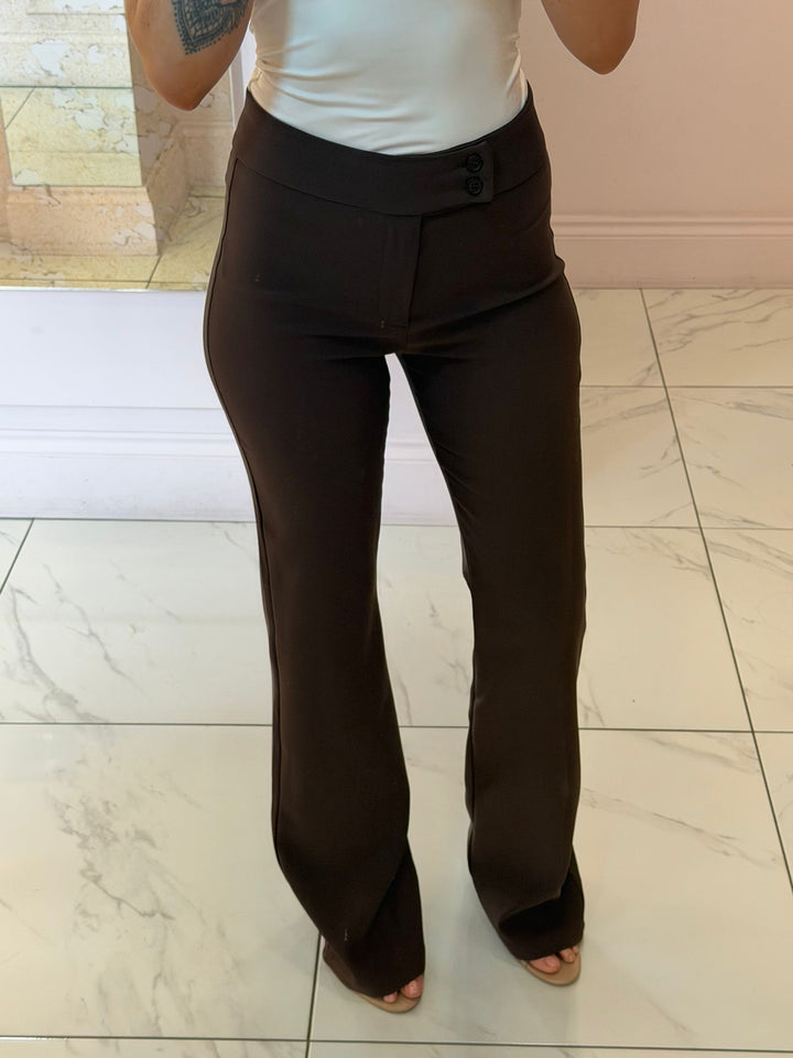 Charlotte Double button Flare Leg Trousers