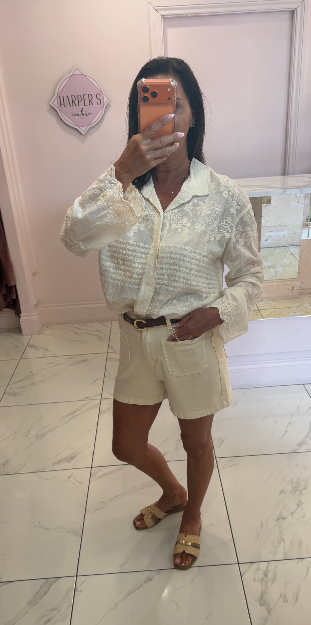 Faith Cream Embroidery Detail Shirt Blouse