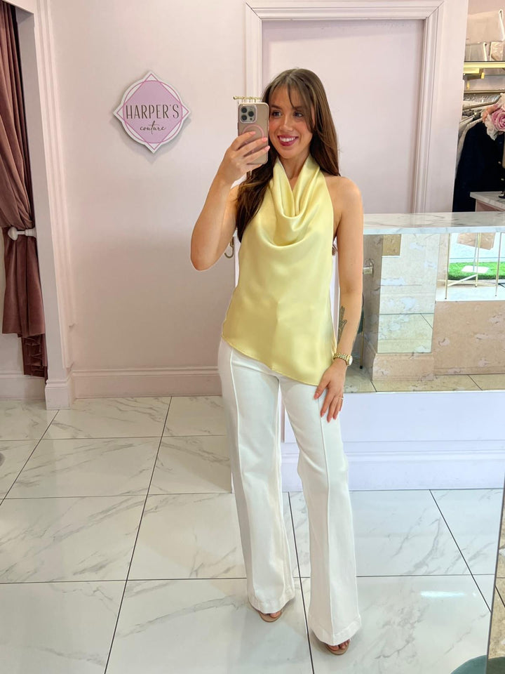 Sienna Satin Asymmetric Halter Neck Top