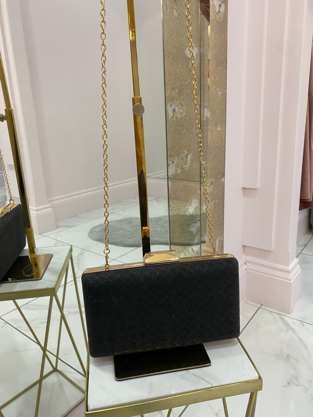 Lila Sparkly Clutch Bag With Detachable Chain