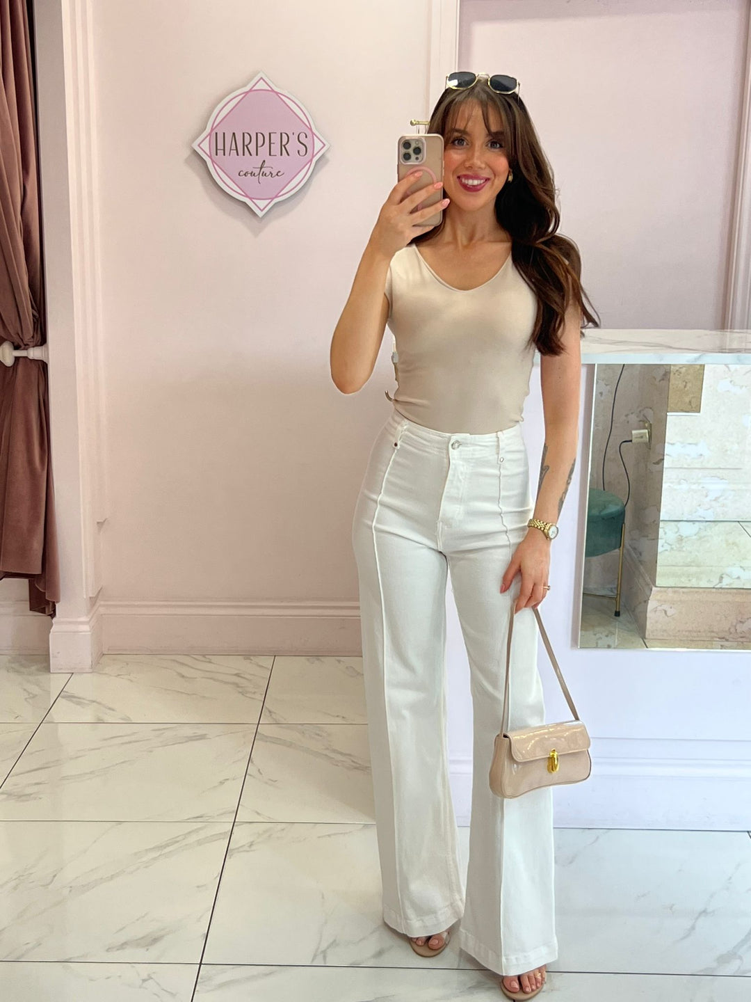 Loretta V Neck Cup Insert Short Sleeve Top