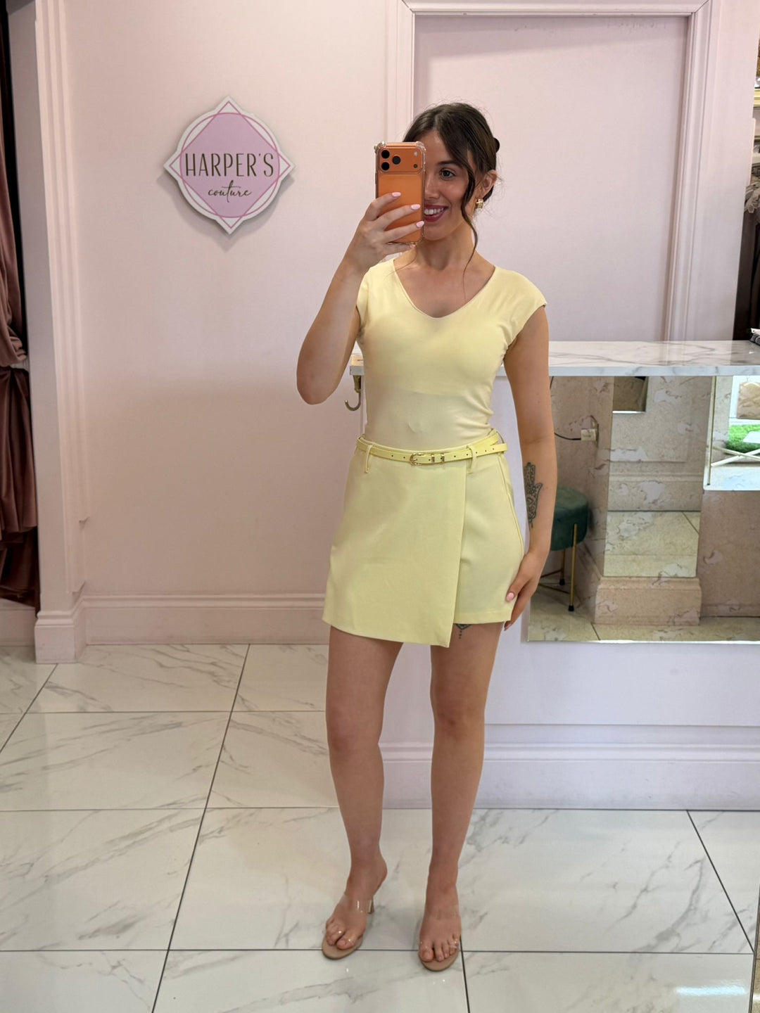 Kyla Tailored Belted Skort