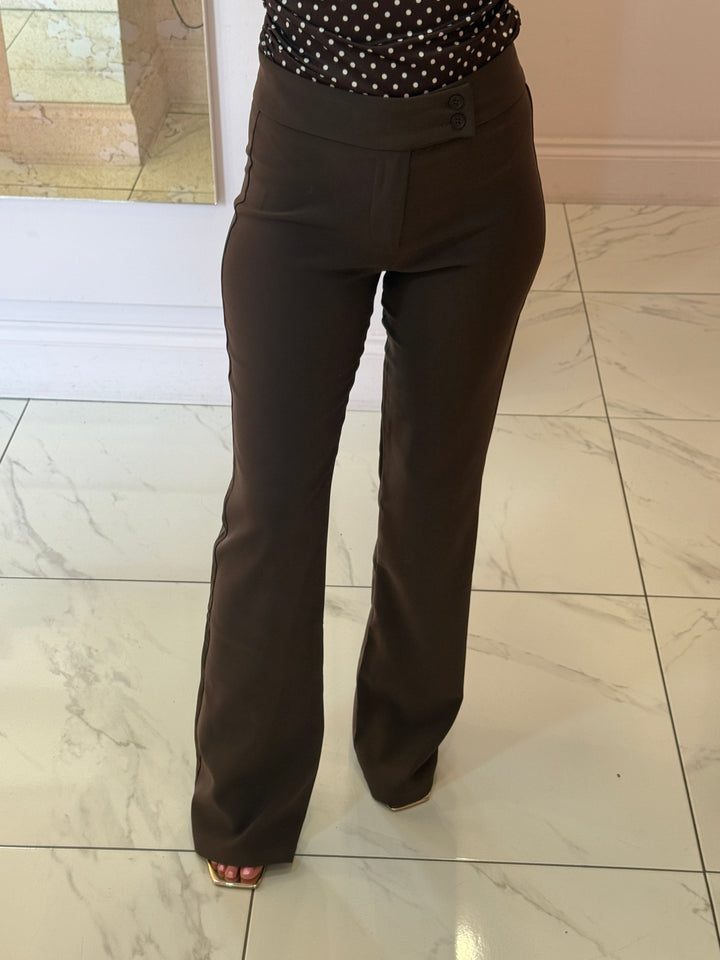 Charlotte Double button Flare Leg Trousers