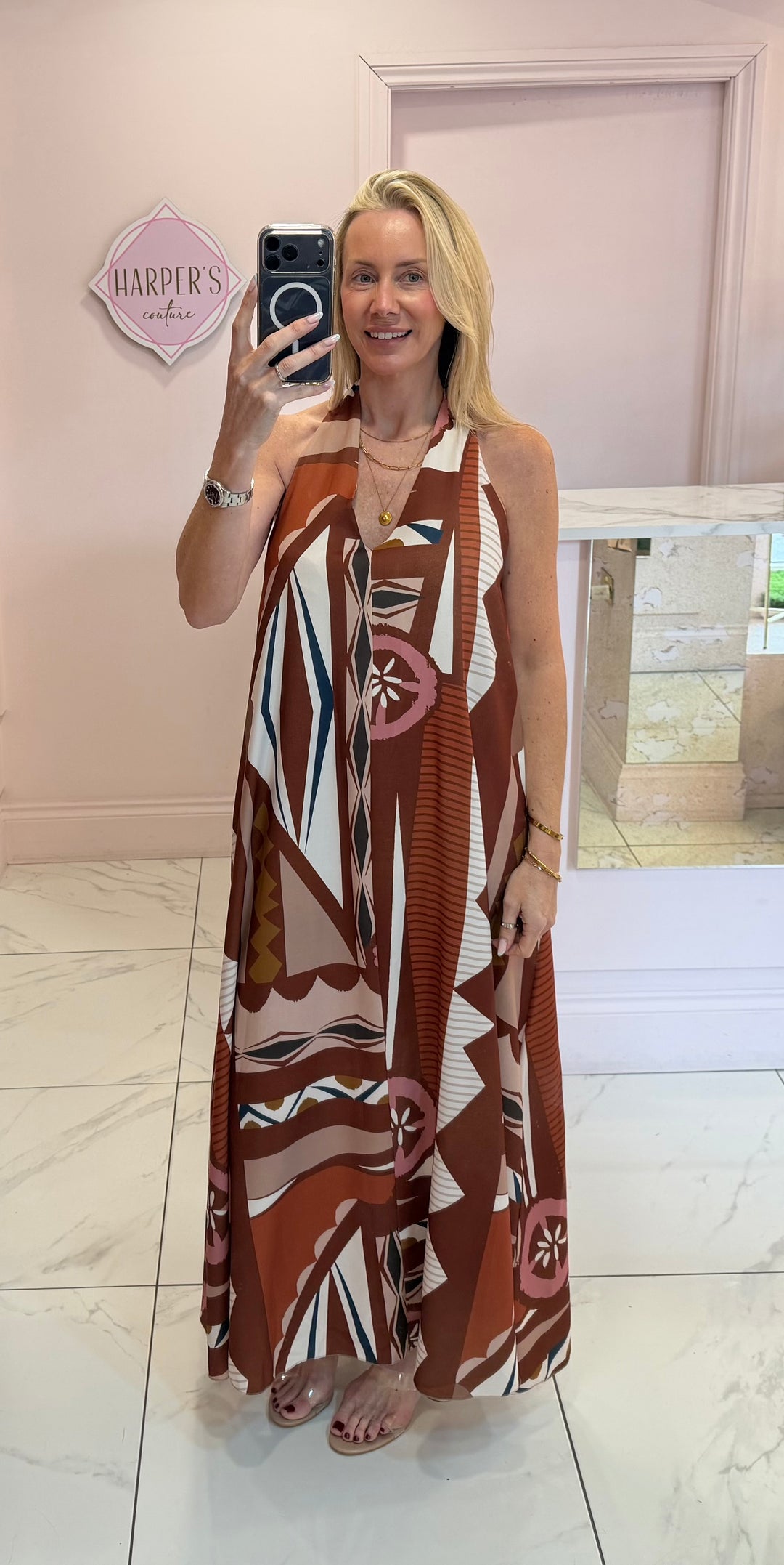 Nala Abstract Print Summer Maxi Dress