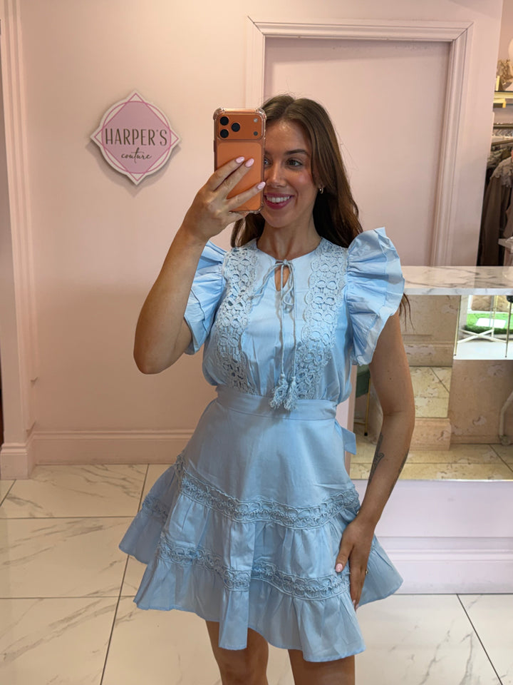 Orla Lace Ruffle Mini Dress