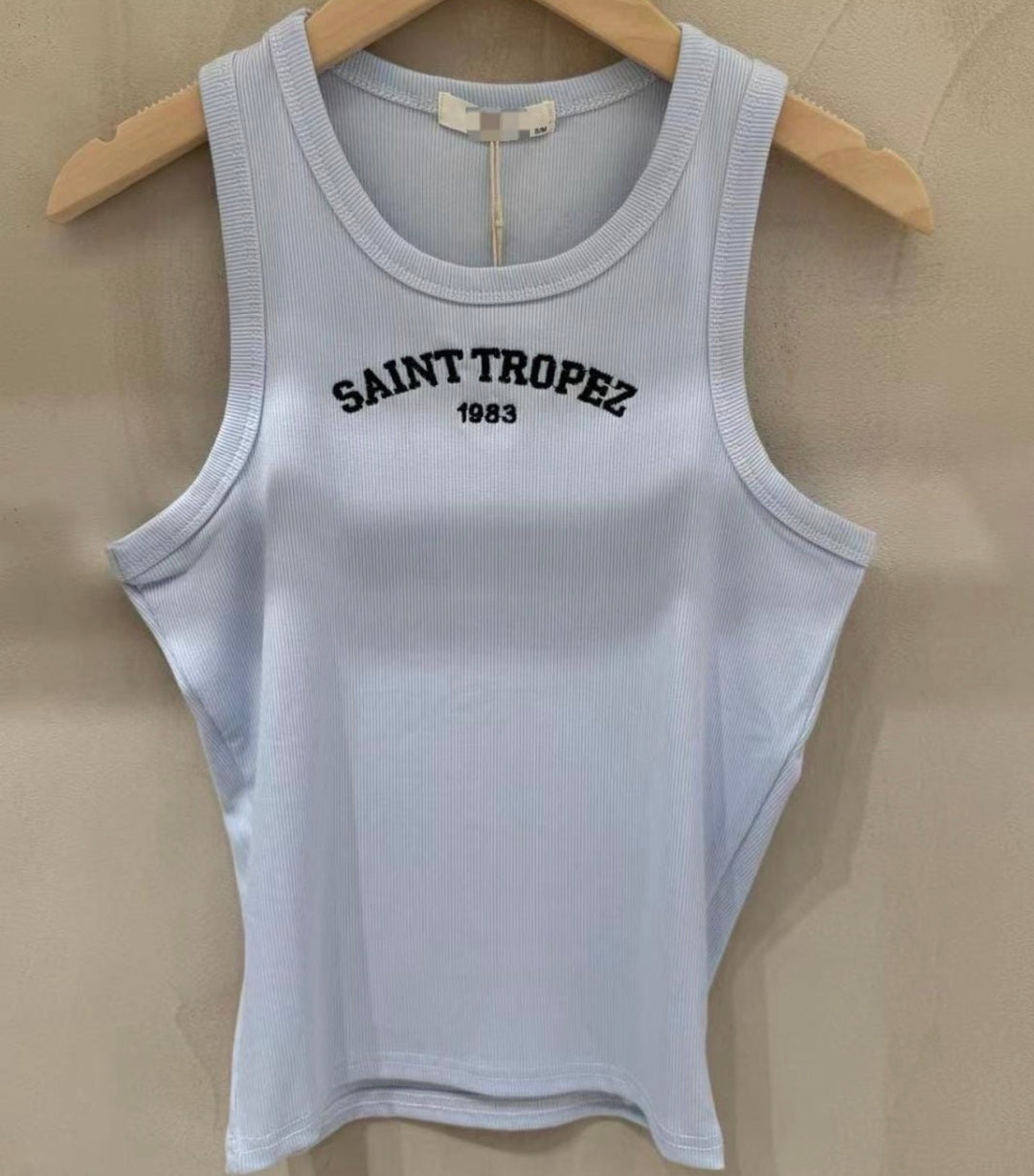 St Tropez Round Neck Super Soft Ribbed Vest Top