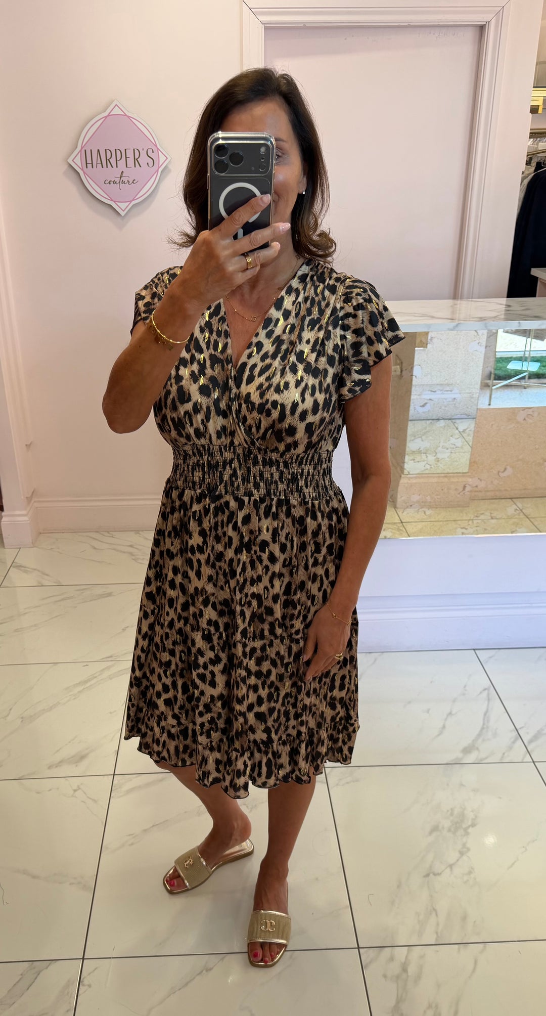 Jenny Leopard Print Slinky Dress