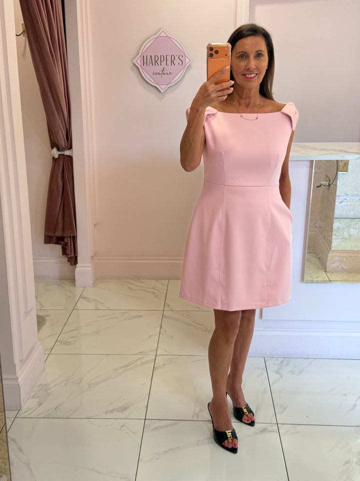 Milano Bow Detail Mini Dress Pink