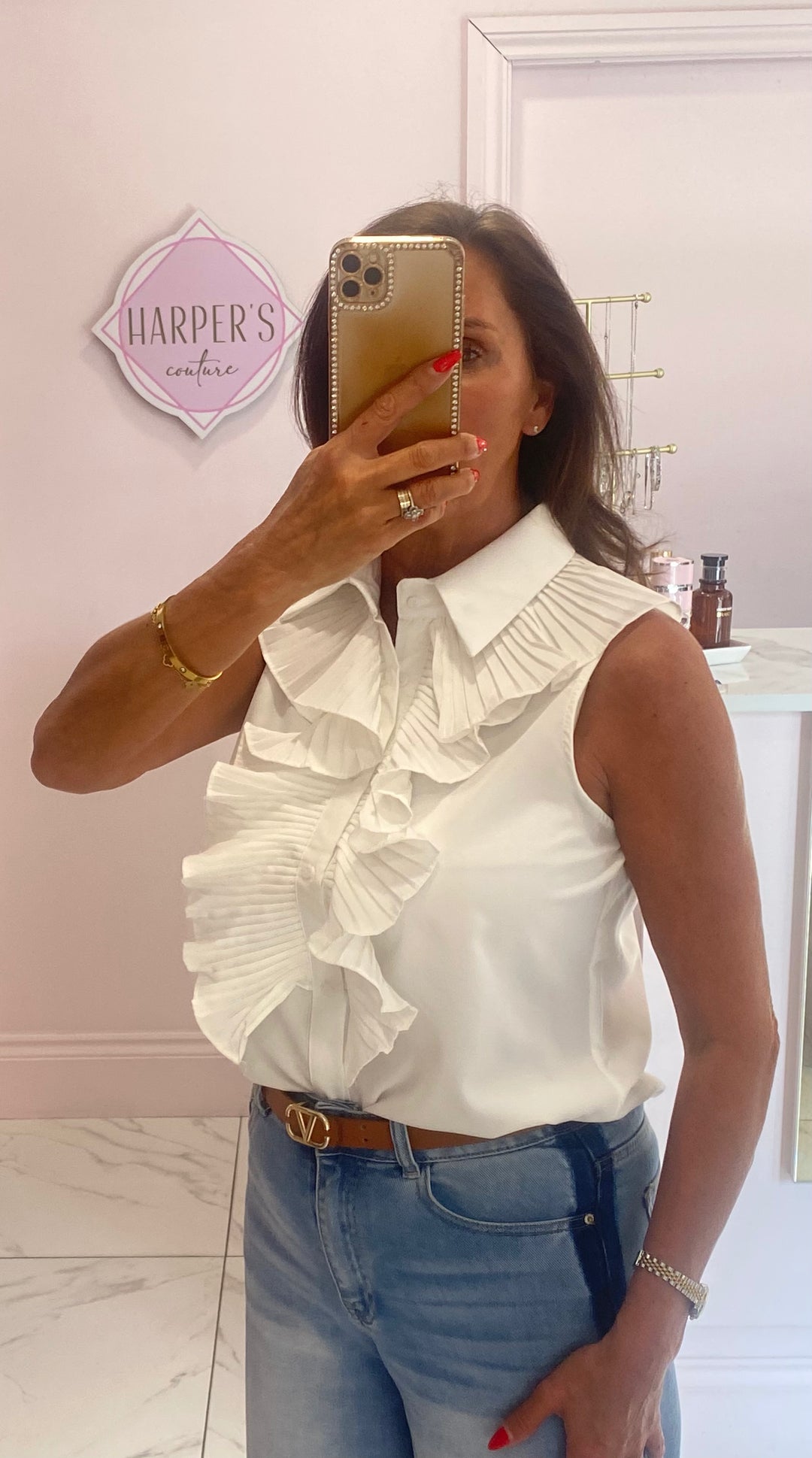 Tara Ruffle Sleeveless Blouse