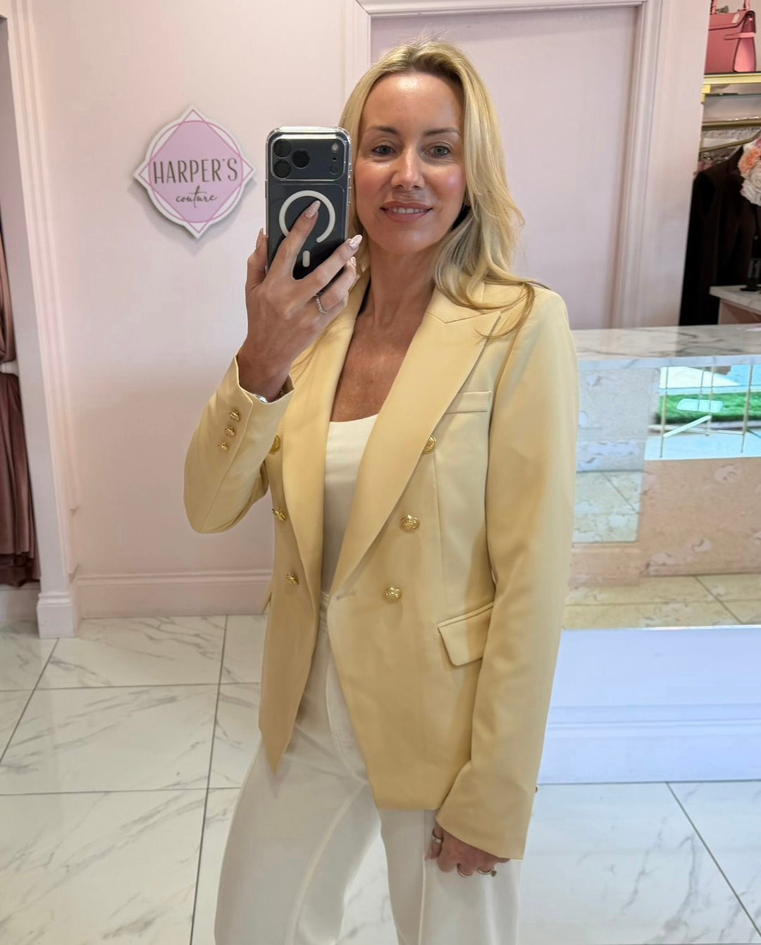 Alena Gold Button Inspired Blazer