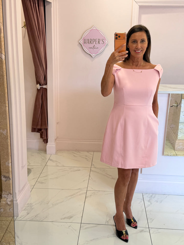 Milano Bow Detail Mini Dress Pink