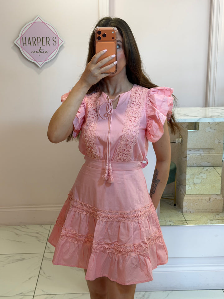 Orla Lace Ruffle Mini Dress