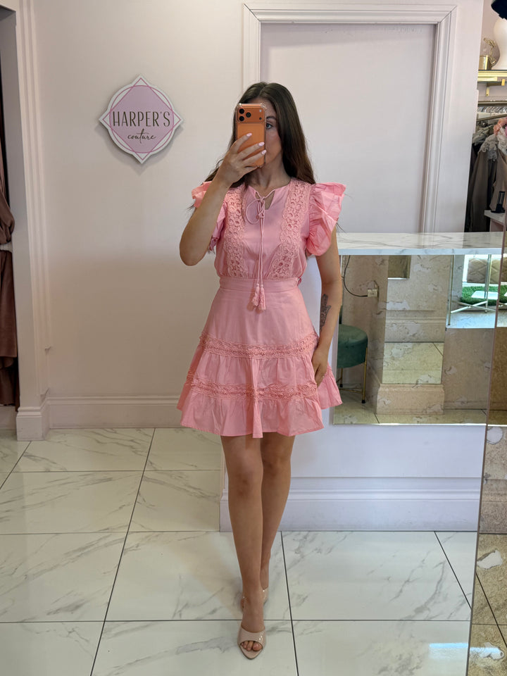 Orla Lace Ruffle Mini Dress