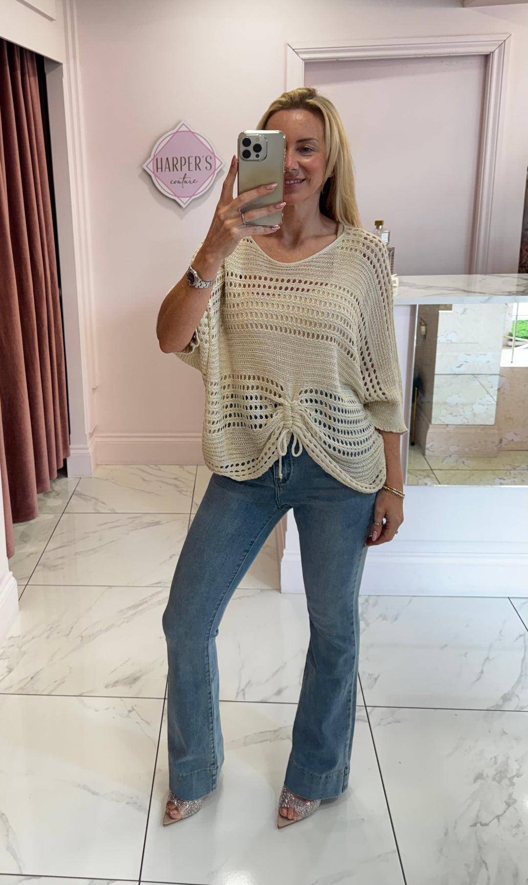 Dionne Crochet Detail Tie Top