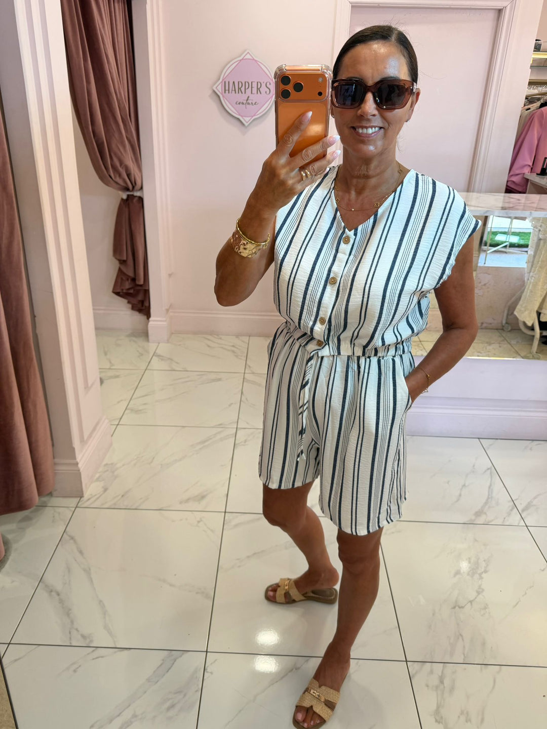 Leni Striped Top &amp; Shorts Co Ord Set