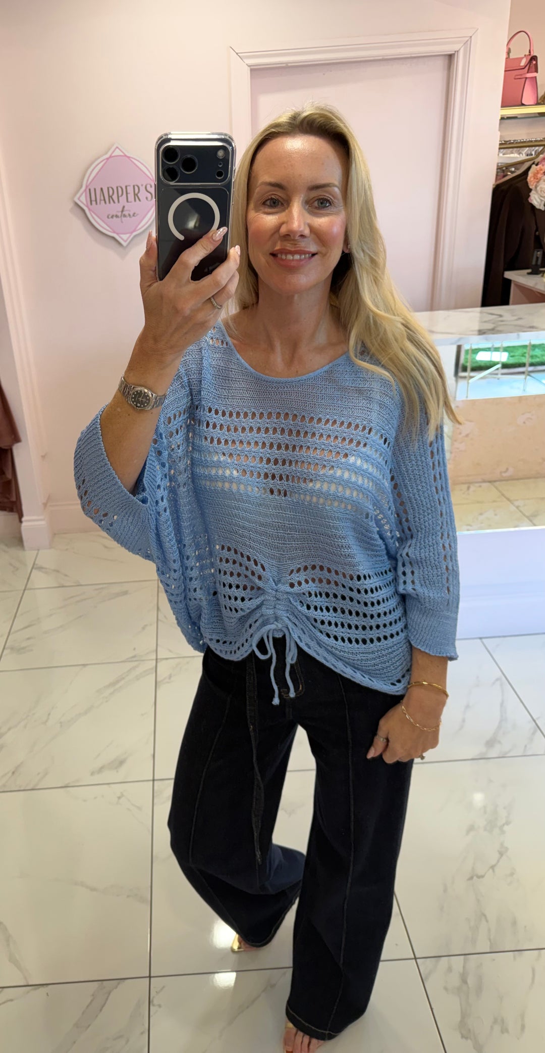 Dionne Crochet Detail Tie Top