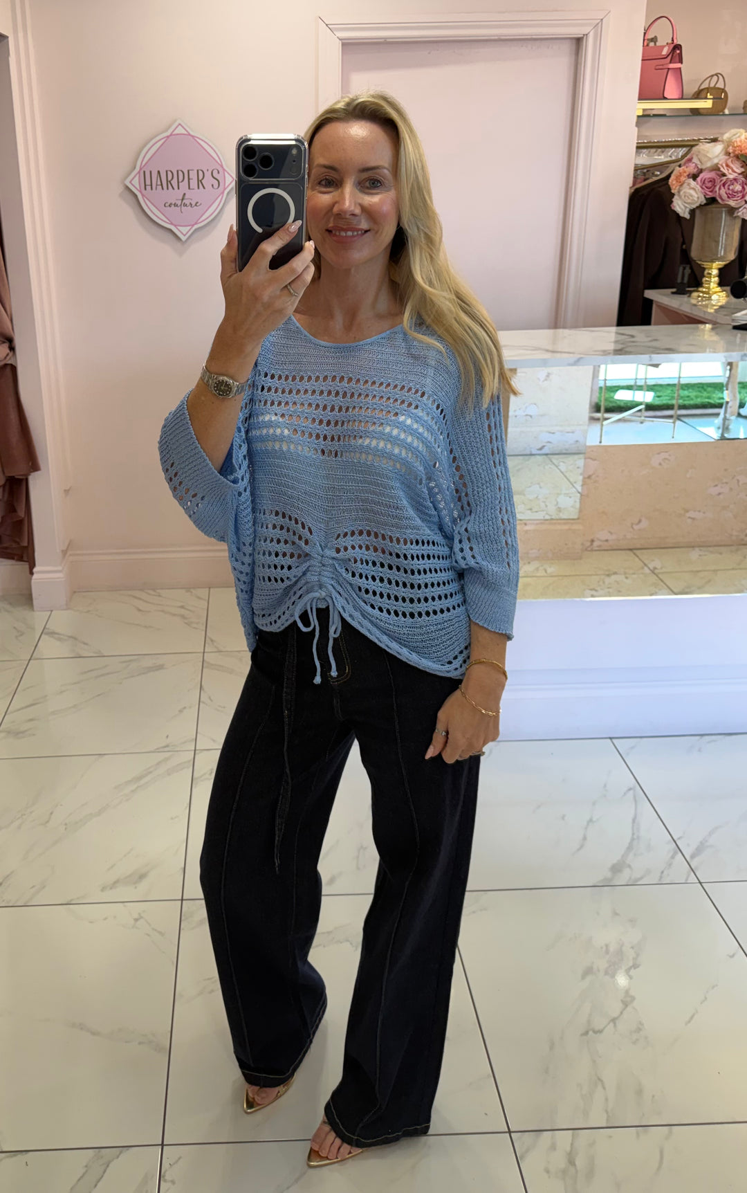 Dionne Crochet Detail Tie Top