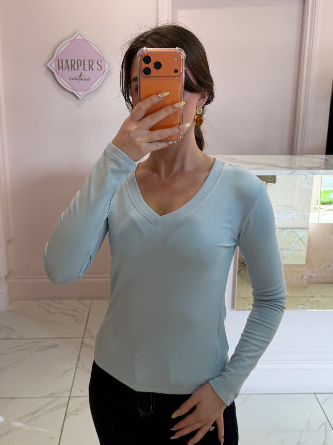Lottie V Neck Long Sleeve Top