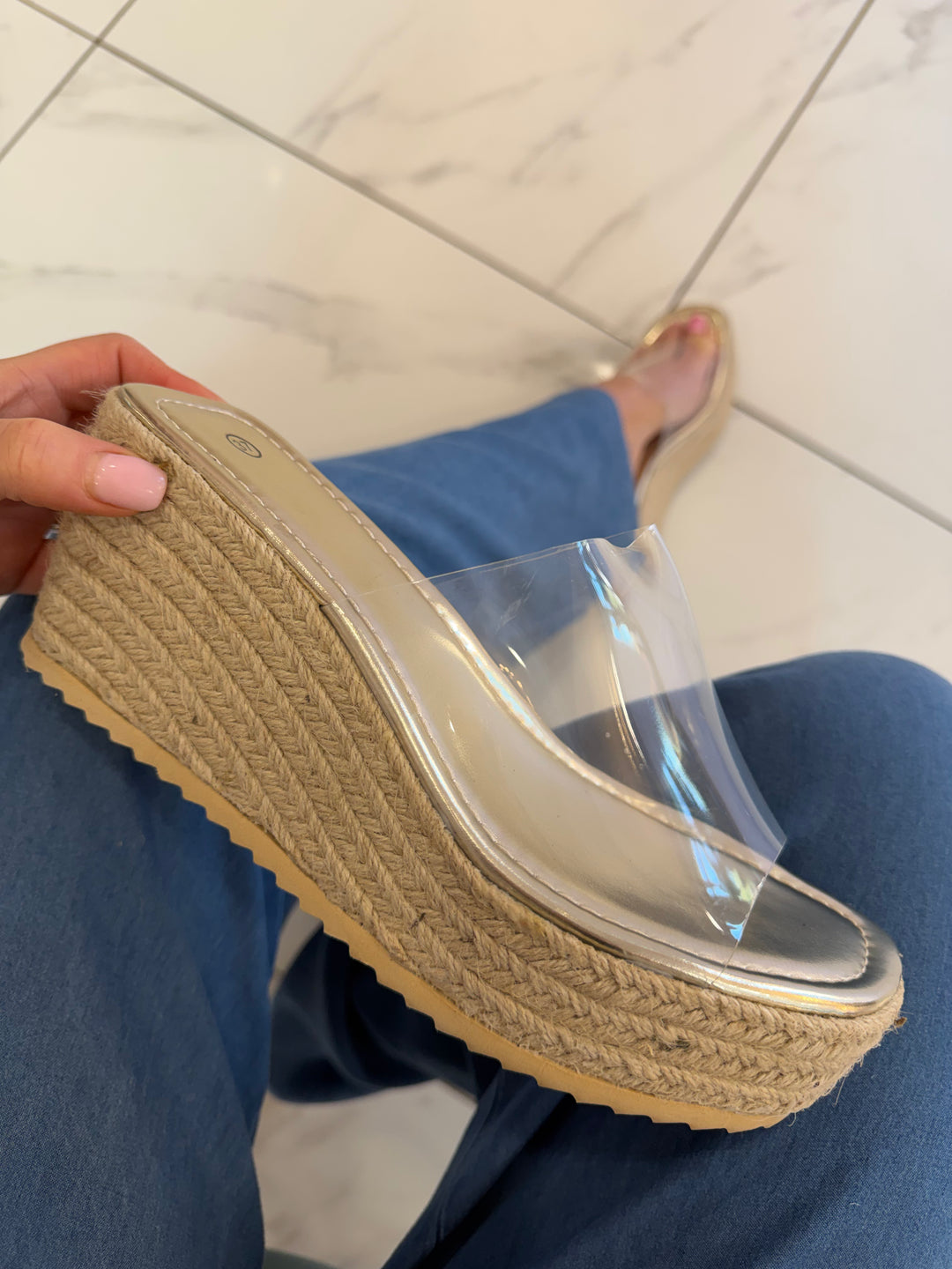 Lucienna Clear Mule Sandals/Wedges Gold inner