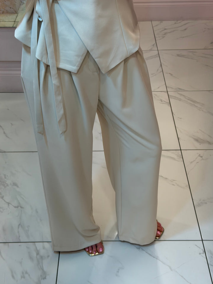 Annie Cream Wrap Top &amp; Trousers Co Ord