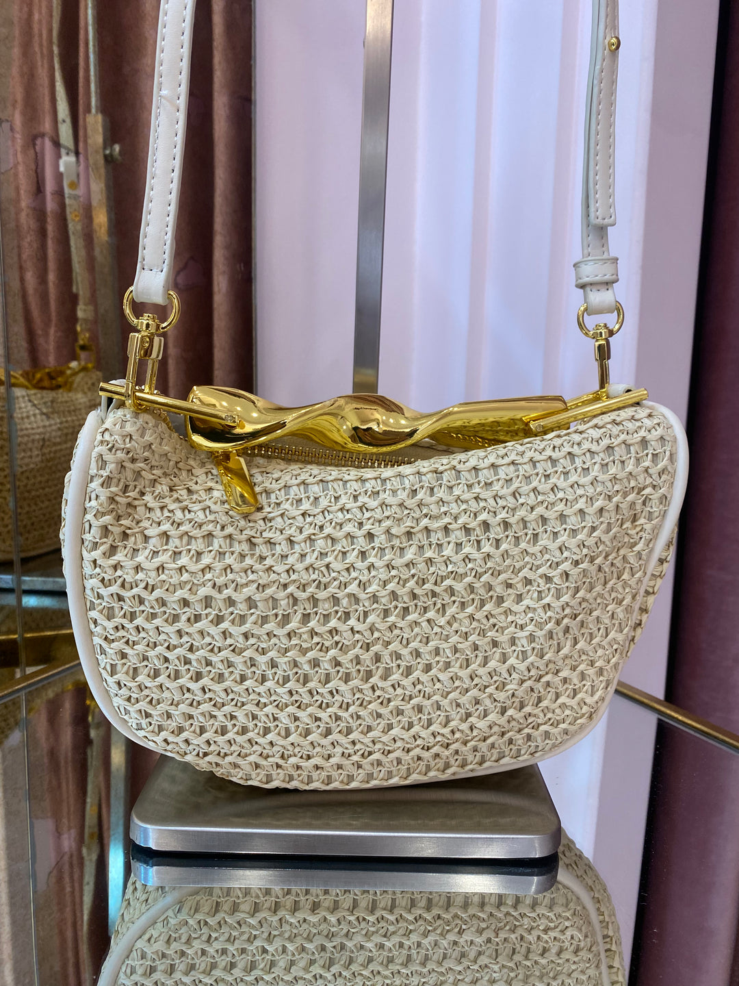 Eve Rattan Top Handle Bag