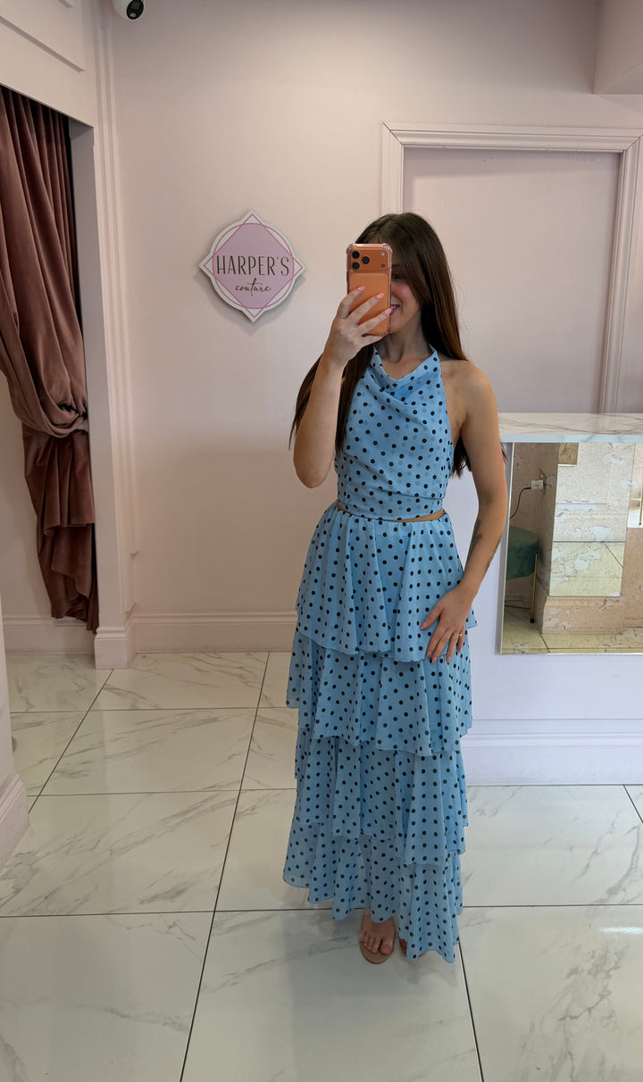 Laura Polka Dot Tiered Skirt &amp; Top CoOrd