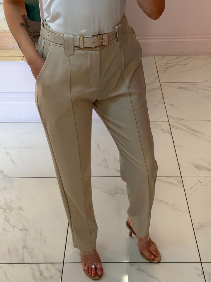 Izzy Tailored Tapered Leg Belted Trousers