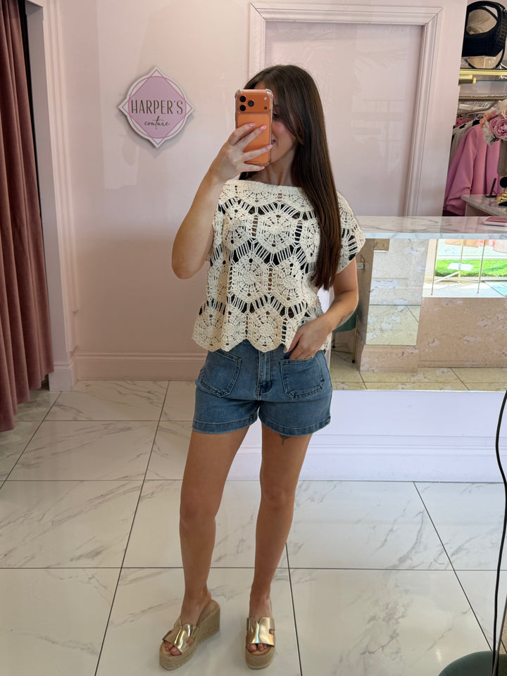 Amelia Crochet Detail Top