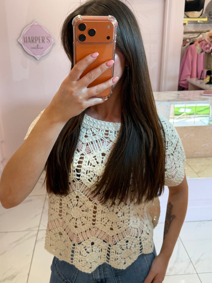 Amelia Crochet Detail Top