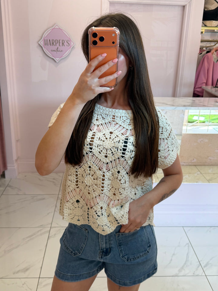 Amelia Crochet Detail Top