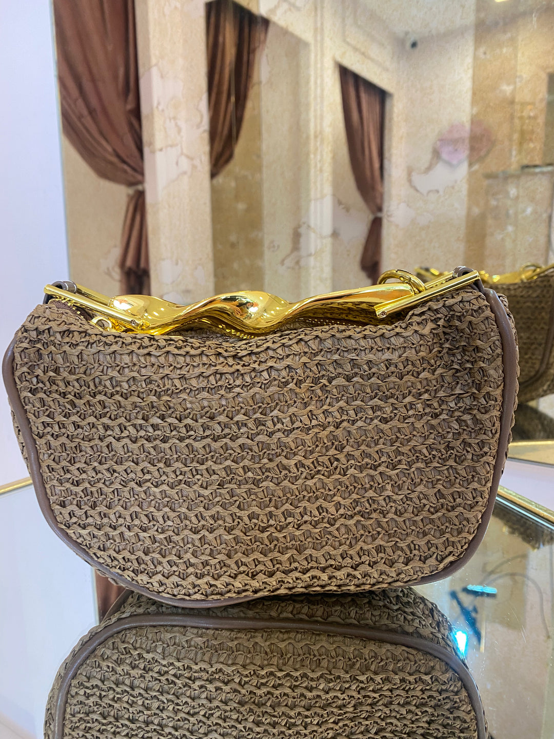Eve Rattan Top Handle Bag
