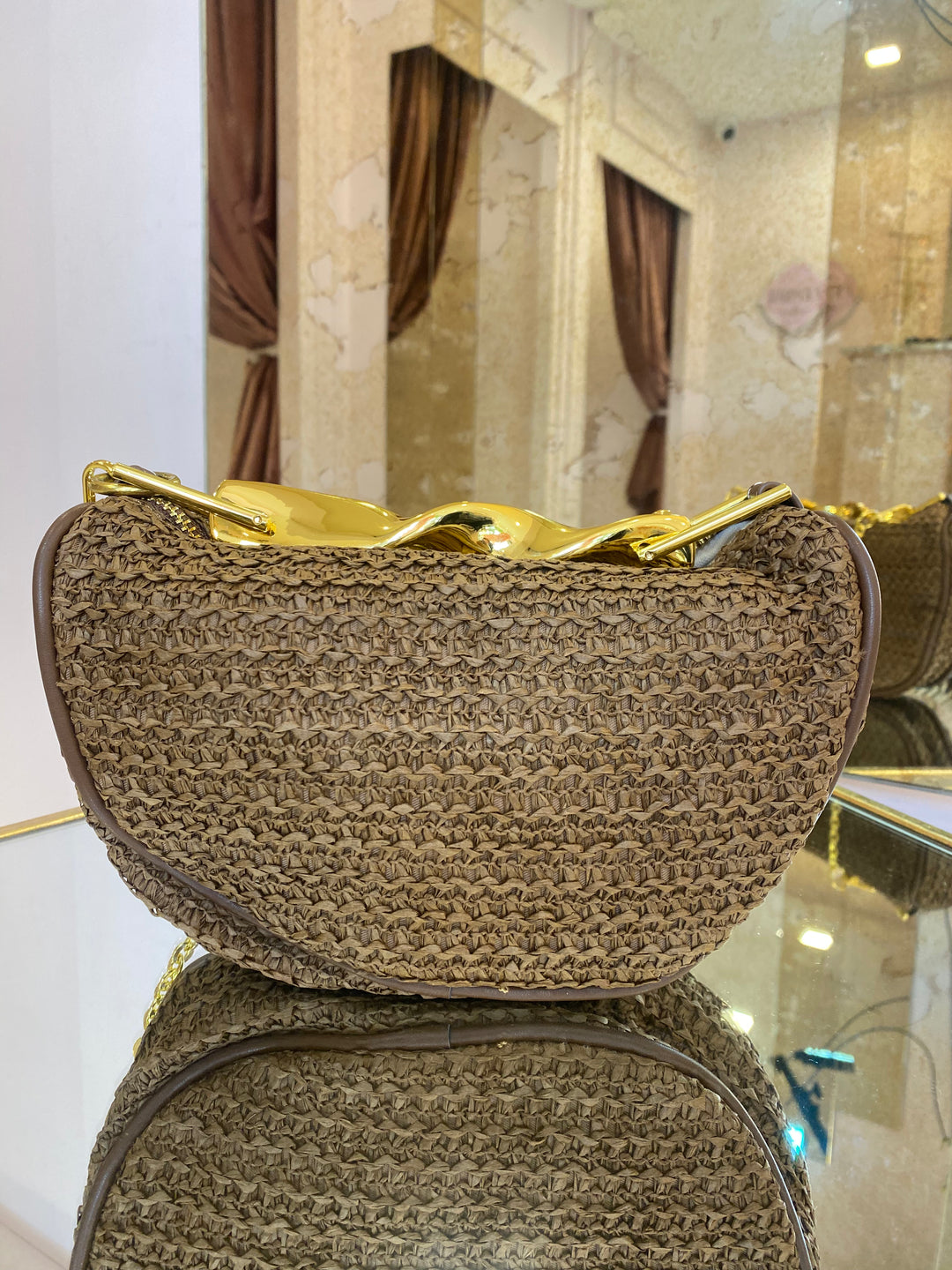 Eve Rattan Top Handle Bag