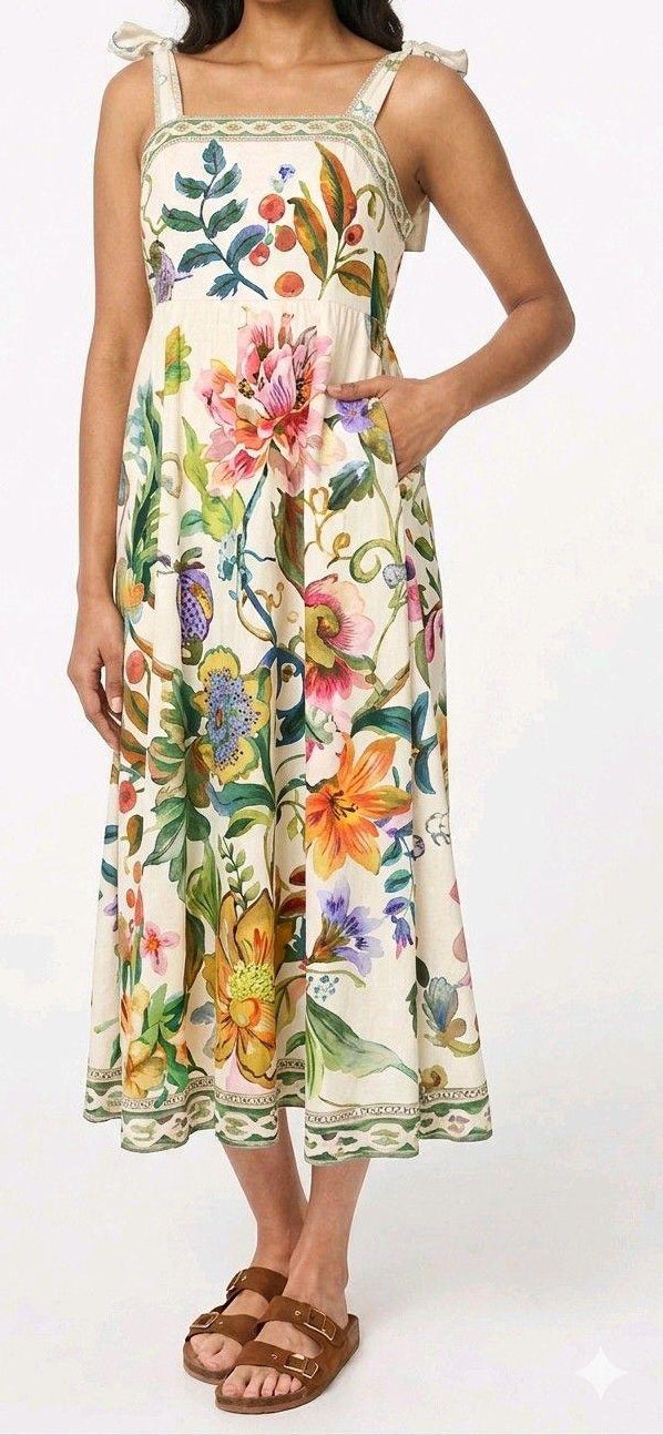 Betsy Botanical Flower Summer Maxi Dress