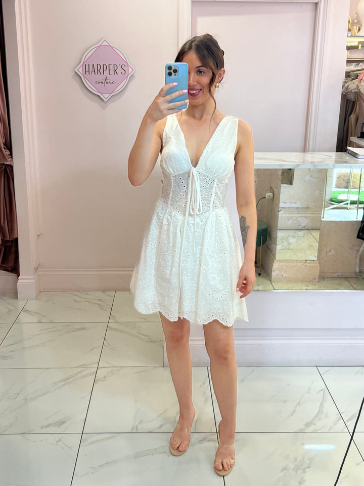 Isla White Broderie Anglais Dress