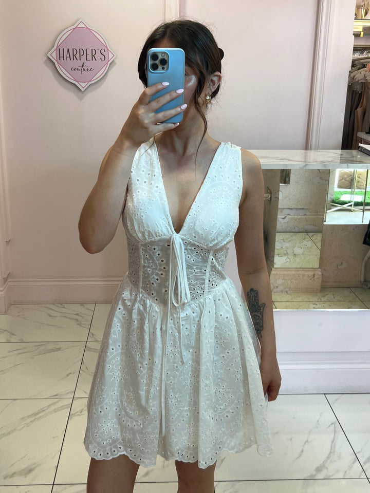 Isla White Broderie Anglais Dress