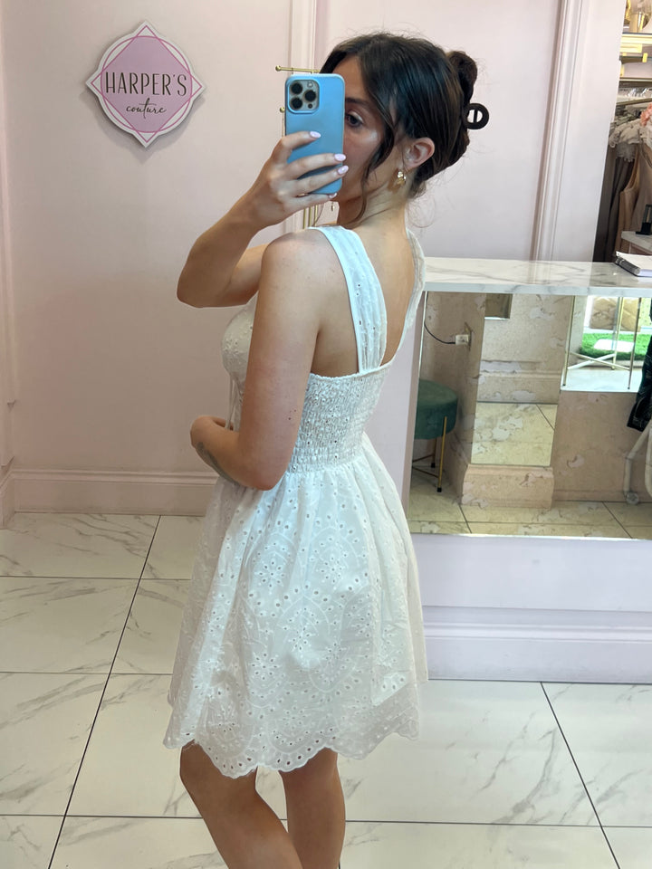 Isla White Broderie Anglais Dress
